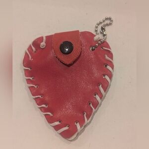 Heart-Shaped Red Leather Keychain